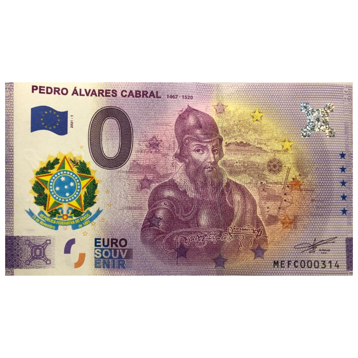 Pedro Álvares Cabral: 1467-1520 MEFC 2021-1 (sobreimpressão brasão do Brasil)